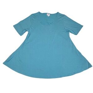 LuLaRoe Womens Top Size XL Perfect T Solid Teal Blue Short Sleeve Tunic NWT